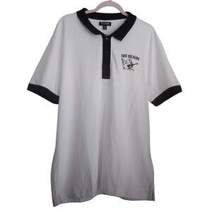 True Religion White/Black Budd ha SS Logo Short Sleeve Polo Shirt 2XL